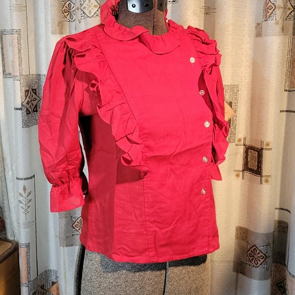Vintage Bolts Red Ruffle Top - Picture 3 of 11